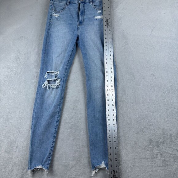 American Eagle Skinny Jeans Size 6 Regular Distressed Light Wash Womens Blue - Picture 11 of 12
